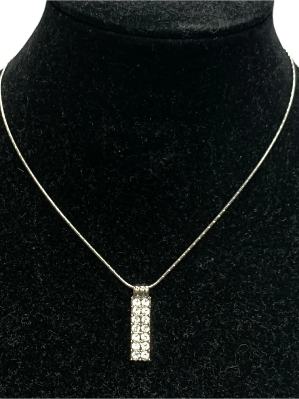 Silver Crystal Bar Pendant Necklace - Women Jewelry - Picture 1 of 1